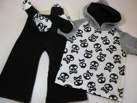 Skulls L/S raglan hoodie, Wool Interlock pants and slippers