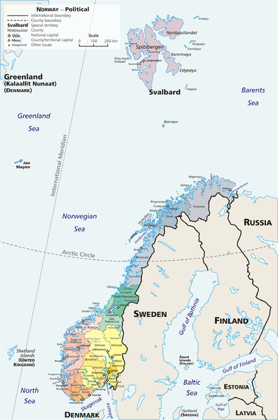 map of norway with major cities. 2010 Norway Political Map