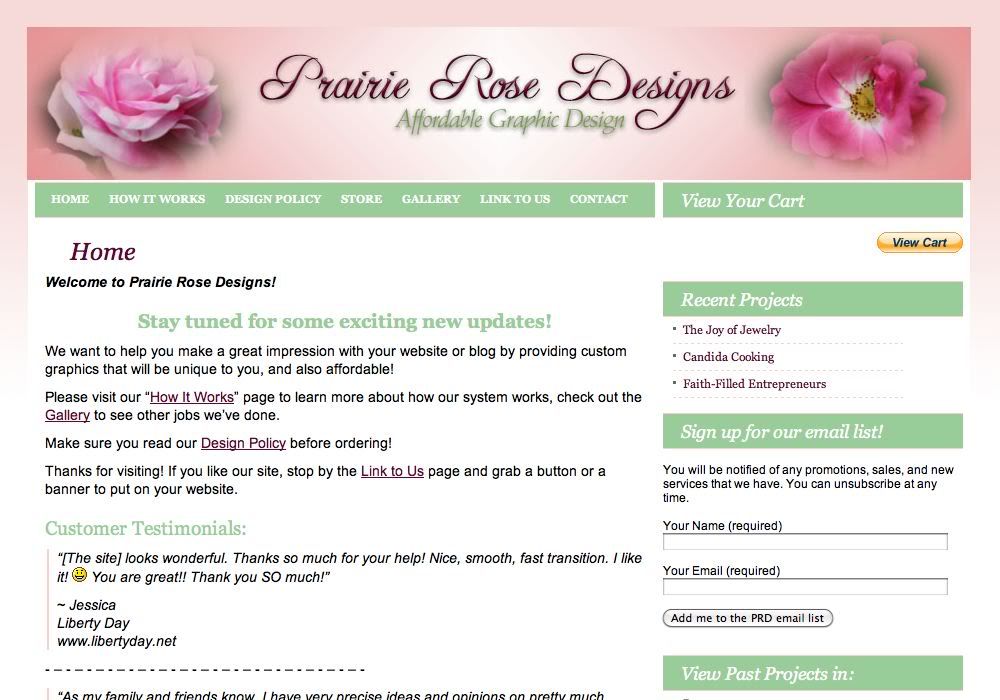 Prairie Rose Designs Old Screenshot