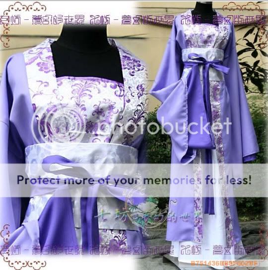 China Hanfu Kimono Purple Dress Cosplay Costume BP1  