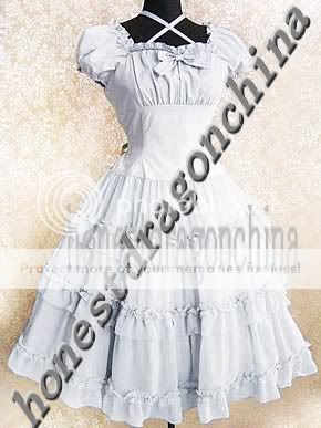Gothic Lolita Dress Cosplay Blue Black Custom Made B+  