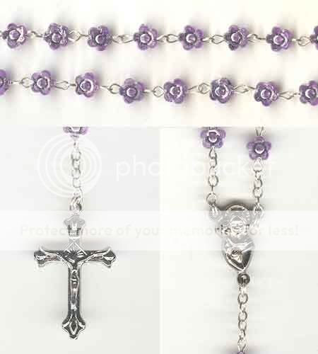NEW Italian Floral Rosary   Relic Medal   Amethyst  